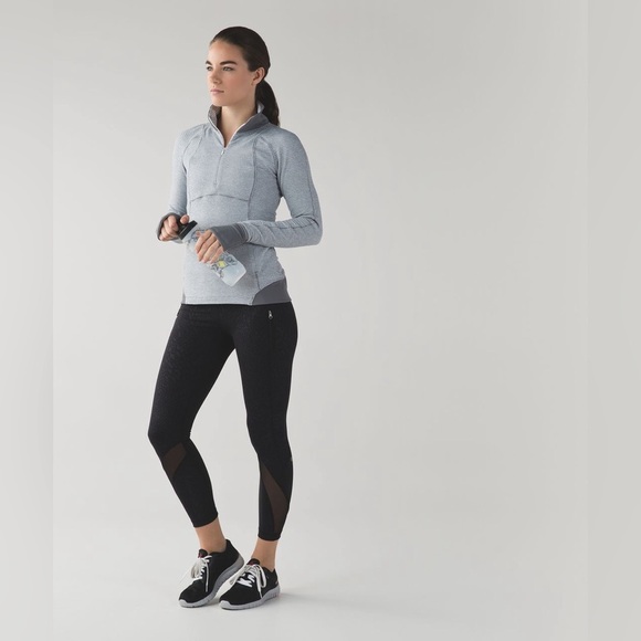 Lululemon Runderful 1/2 Zip Mini Check Pique White Heathered Slate | PRELOVED 🩶 - Picture 3 of 16